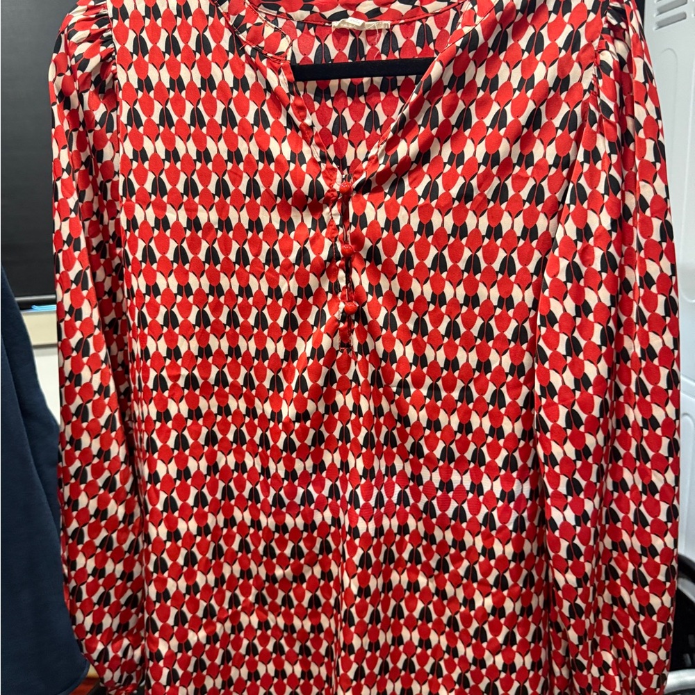 JODIFL Red and Black Patterned Blouse